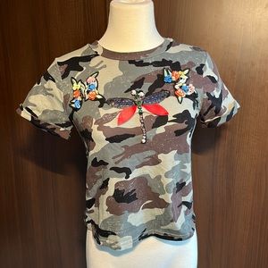 Camo Butterfly tee shirt baby tee